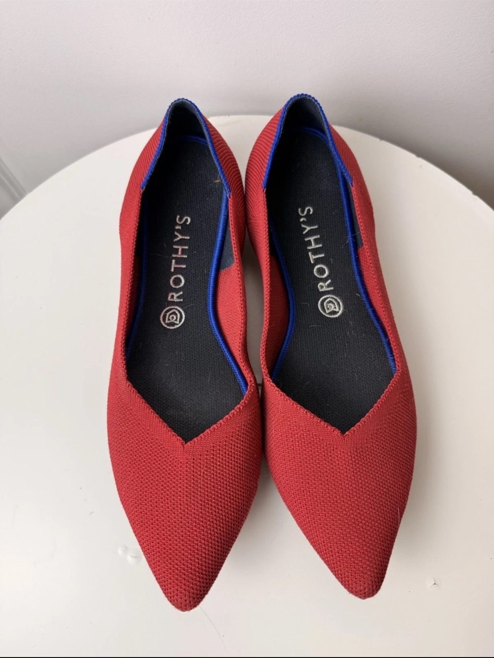 Rothy's Red Pointed Toe Ballet Flats Women 11 Knit Shoes - Picture 3 of 9